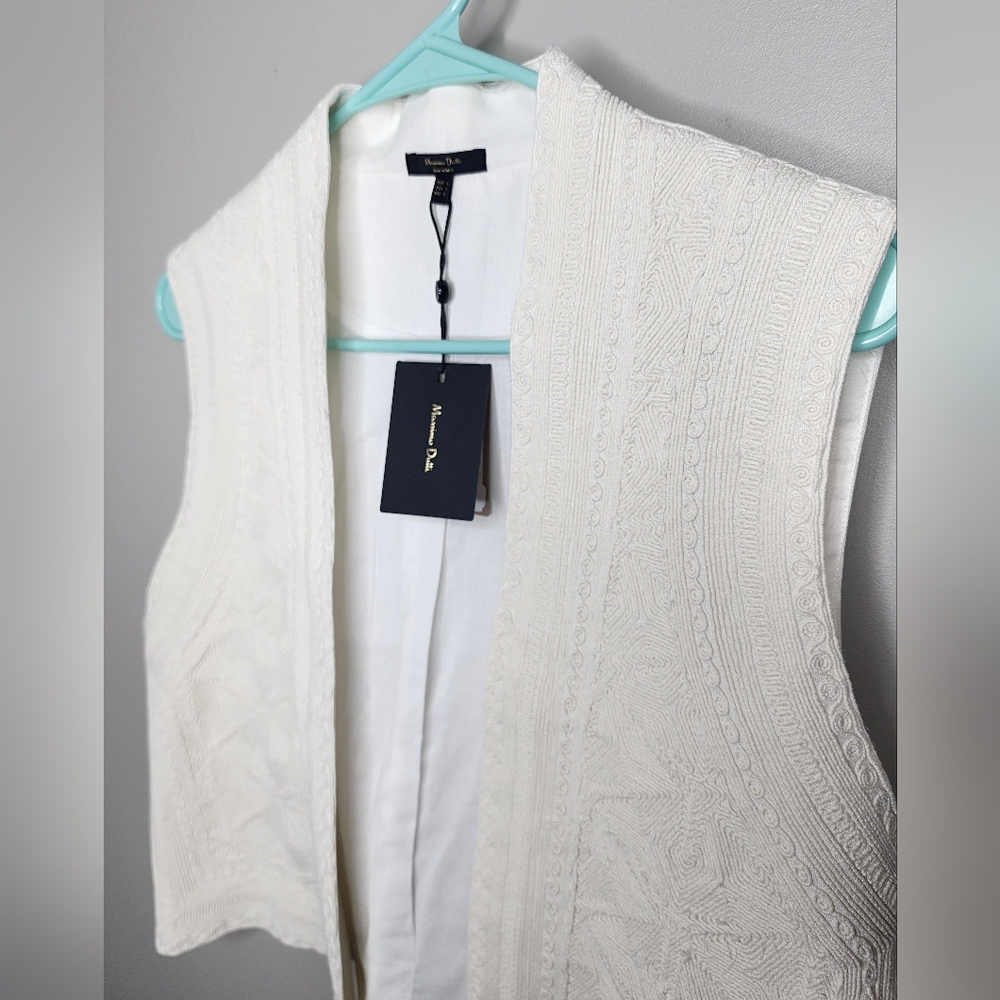 NWT Massimo Dutti Cream Embroidered Vest - Size L